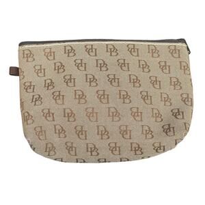 Dooney & Bourke Tan/Brown DB Monogram Small Cosmetic  Zip Pouch